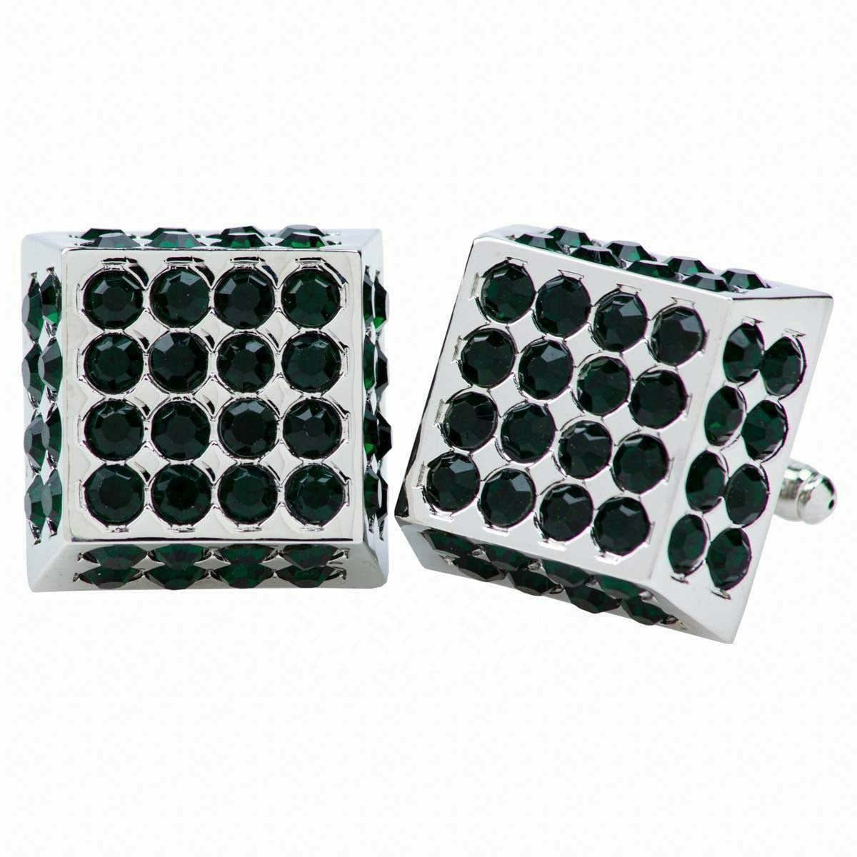 Vittorio Vico Square Studded Colored Crystal Cufflinks  (CL 76XX)