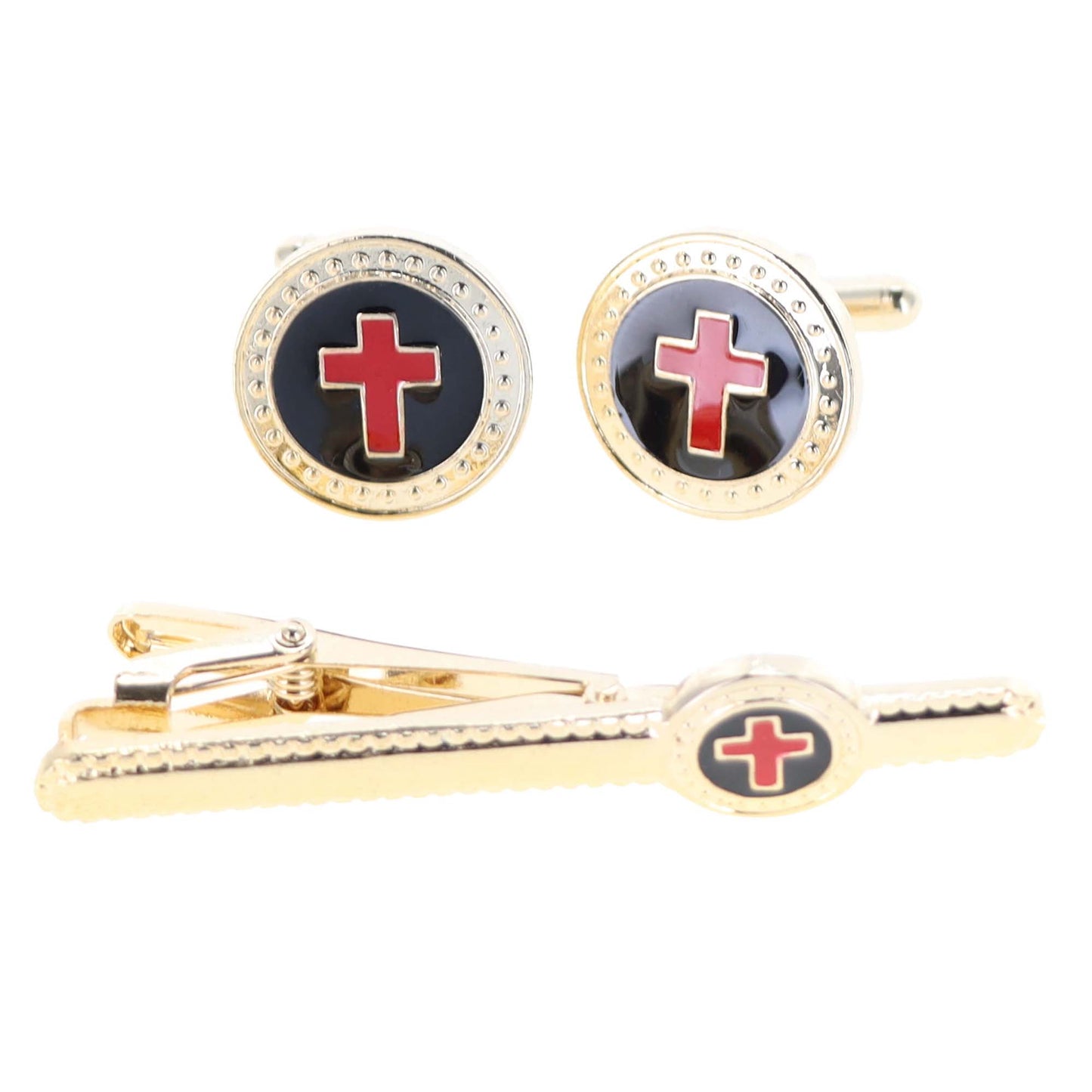 Vittorio Vico Religious Cufflinks & Tie Bar Set