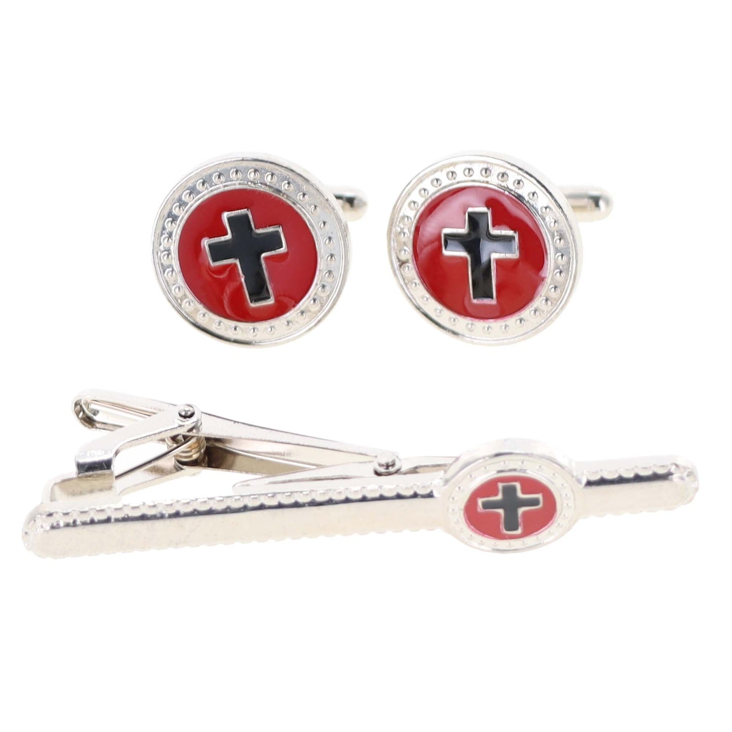 Vittorio Vico Religious Cufflinks & Tie Bar Set