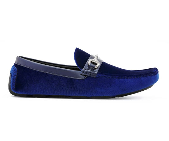 Amali Bling Royal Blue Men's Smoking Driving Moccasin/Dress Shoe