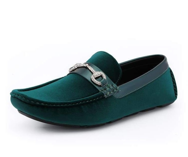 Amali Bling Green Men's Smoking Driving Moccasin/Dress Shoe