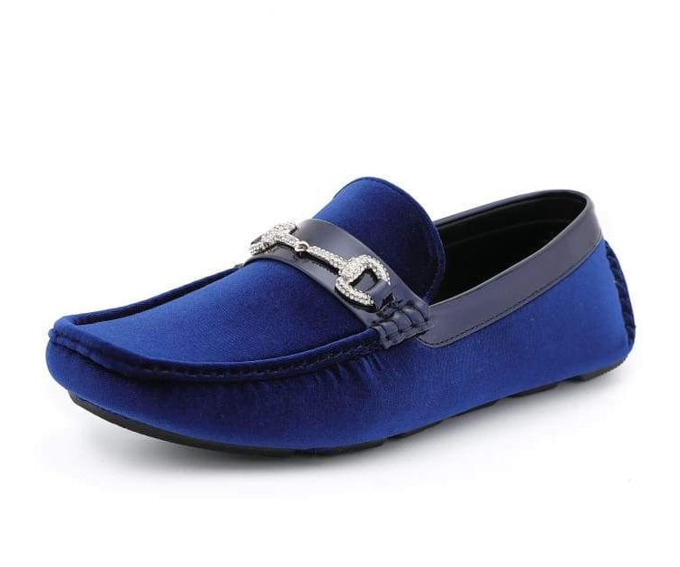 Amali Bling Royal Blue Men's Smoking Driving Moccasin/Dress Shoe