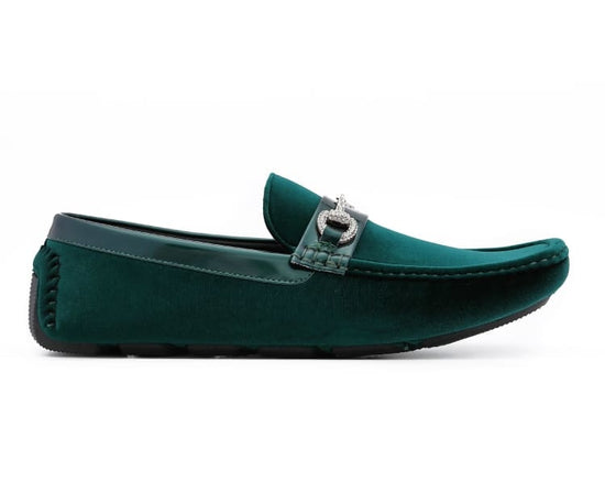 Amali Bling Green Men's Smoking Driving Moccasin/Dress Shoe