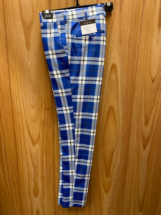 Cielo P3660S1 Royal Blue Checkered Slim Fit Dress Pants