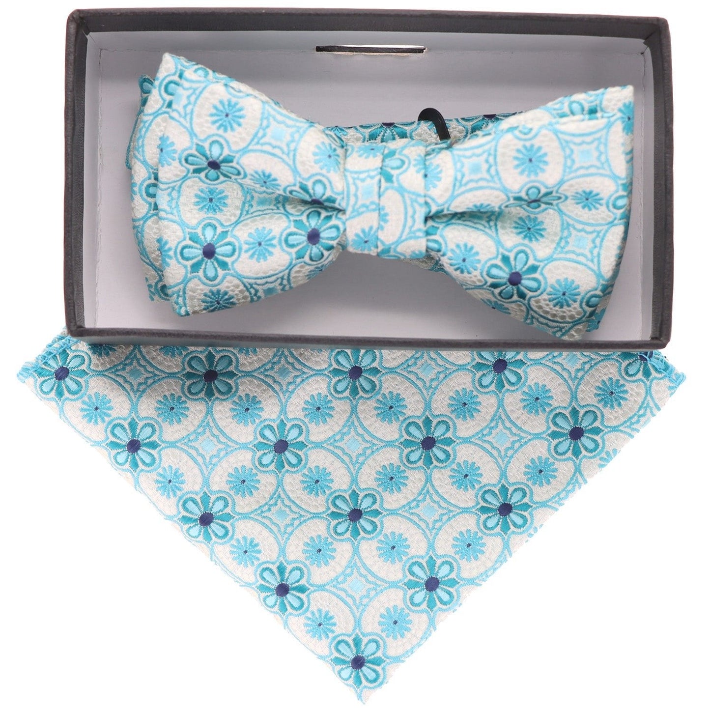 Vittorio Farina Boy's Designer Floral Print Print Bow Tie & Pocket Square