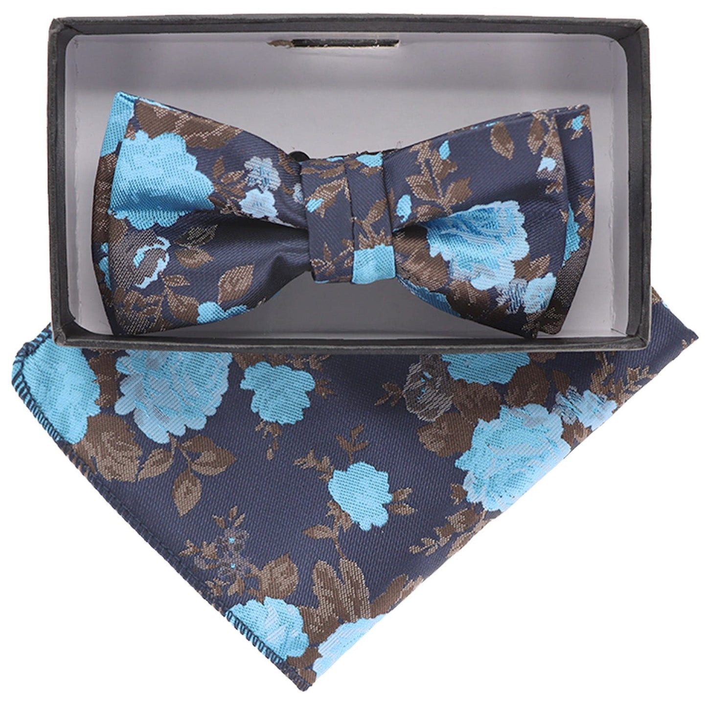 Vittorio Farina Boy's Designer Floral Print Print Bow Tie & Pocket Square