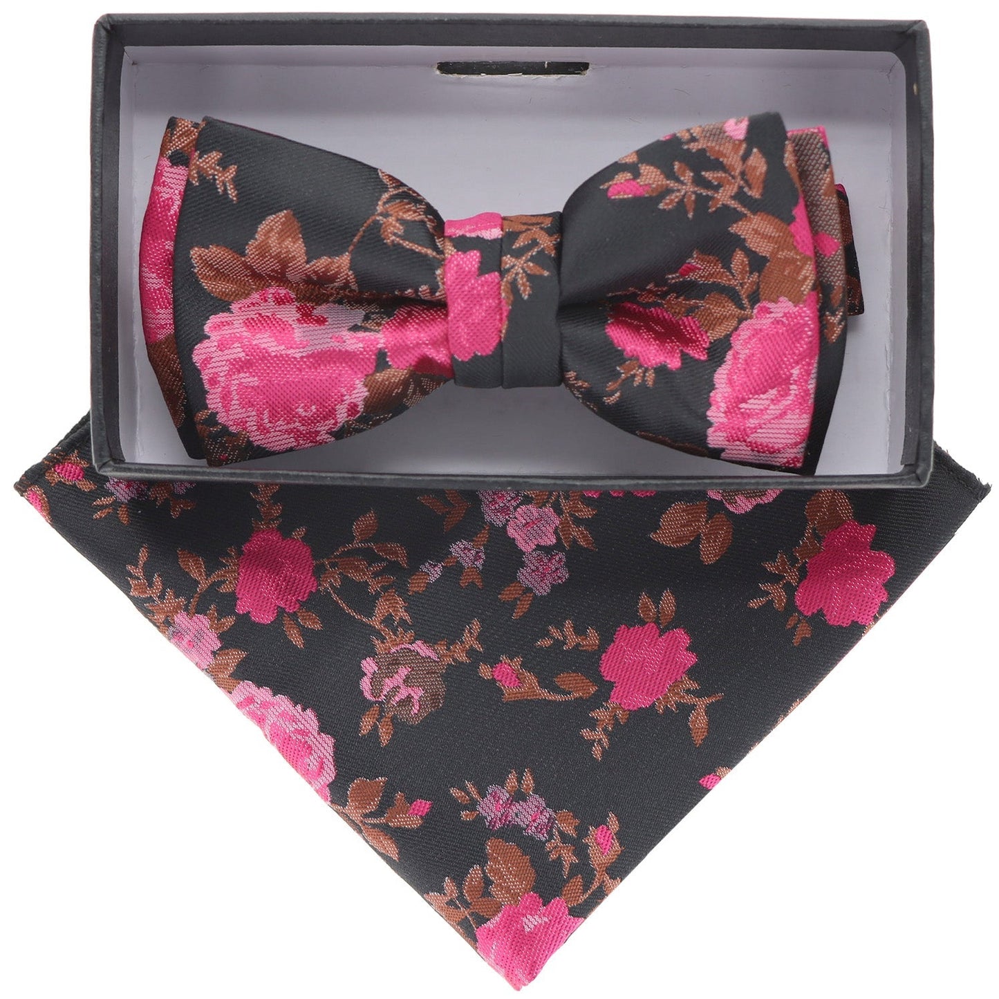 Vittorio Farina Boy's Designer Floral Print Print Bow Tie & Pocket Square