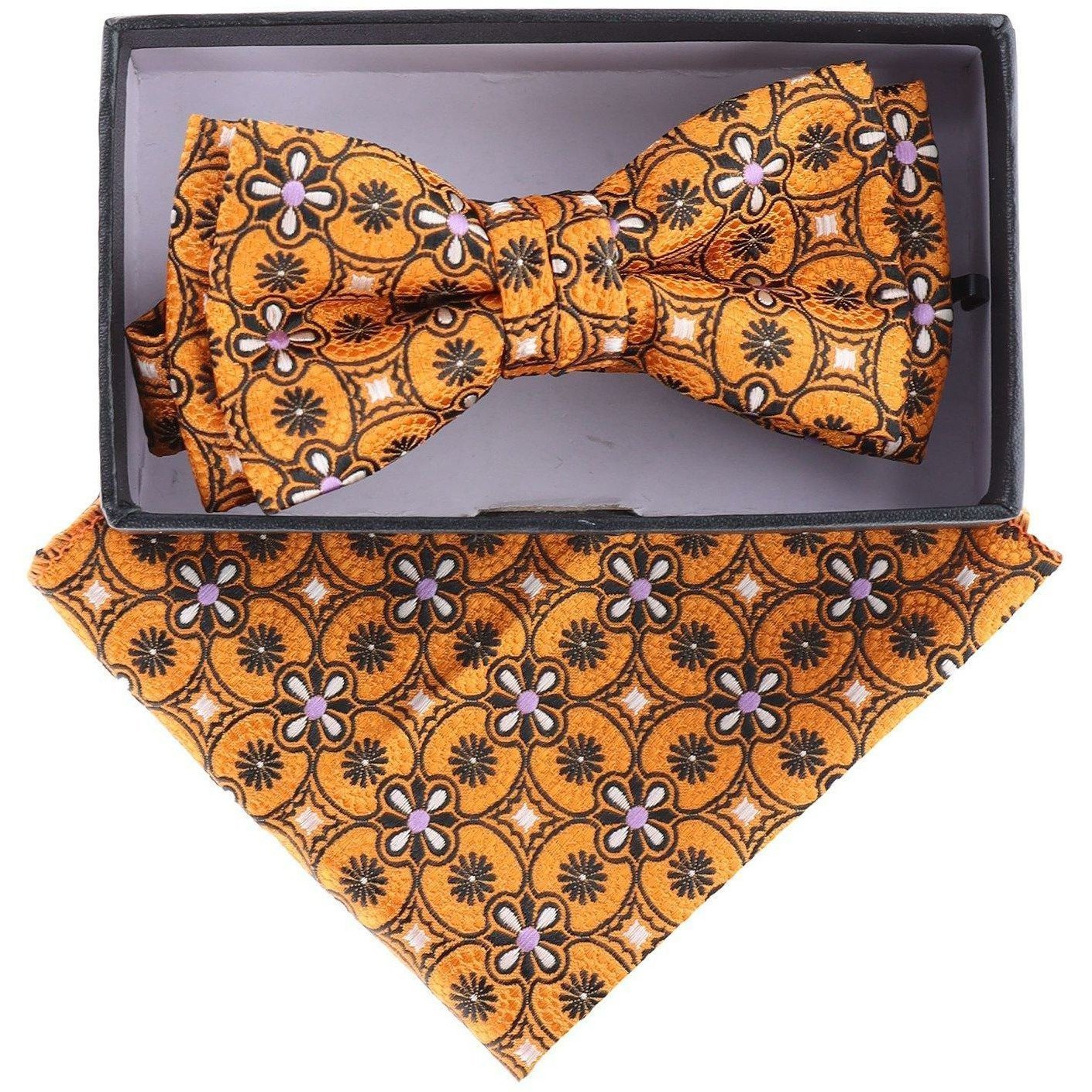 Vittorio Farina Boy's Designer Floral Print Print Bow Tie & Pocket Square