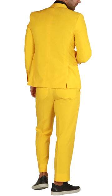 PAUL LORENZO MENS YELLOW SLIM FIT 2 PIECE SUIT