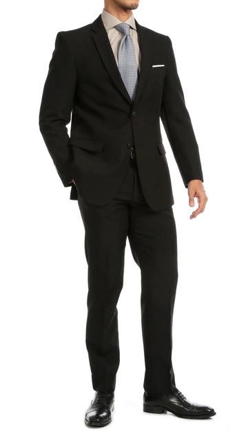 PL1969 Mens Black Slim Fit 2pc Suit