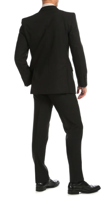 PL1969 Mens Black Slim Fit 2pc Suit