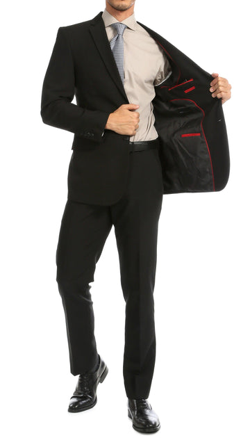 PL1969 Mens Black Slim Fit 2pc Suit