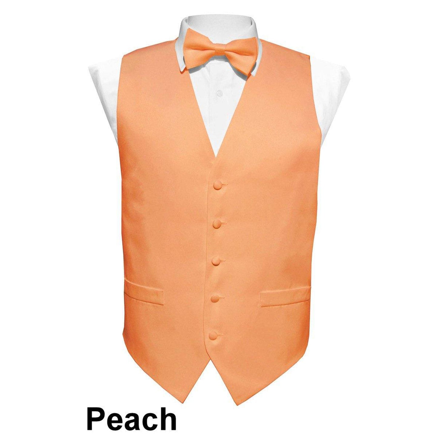 Vittorio Farina Solid Satin Vest Set (Peach Back)