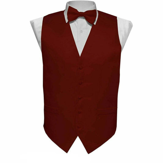 Vittorio Farina Solid Satin Vest Set (Black Back) Var. 01 (Aggie Maroon-Hunter)