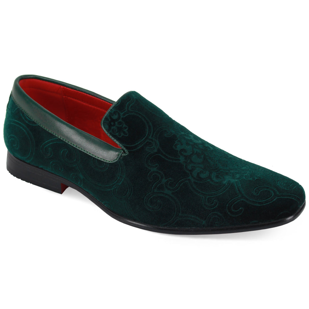 After Midnite Smoking Slip-on Green Paisley Print Slip-on Men’s Dress Shoes Style # 6910