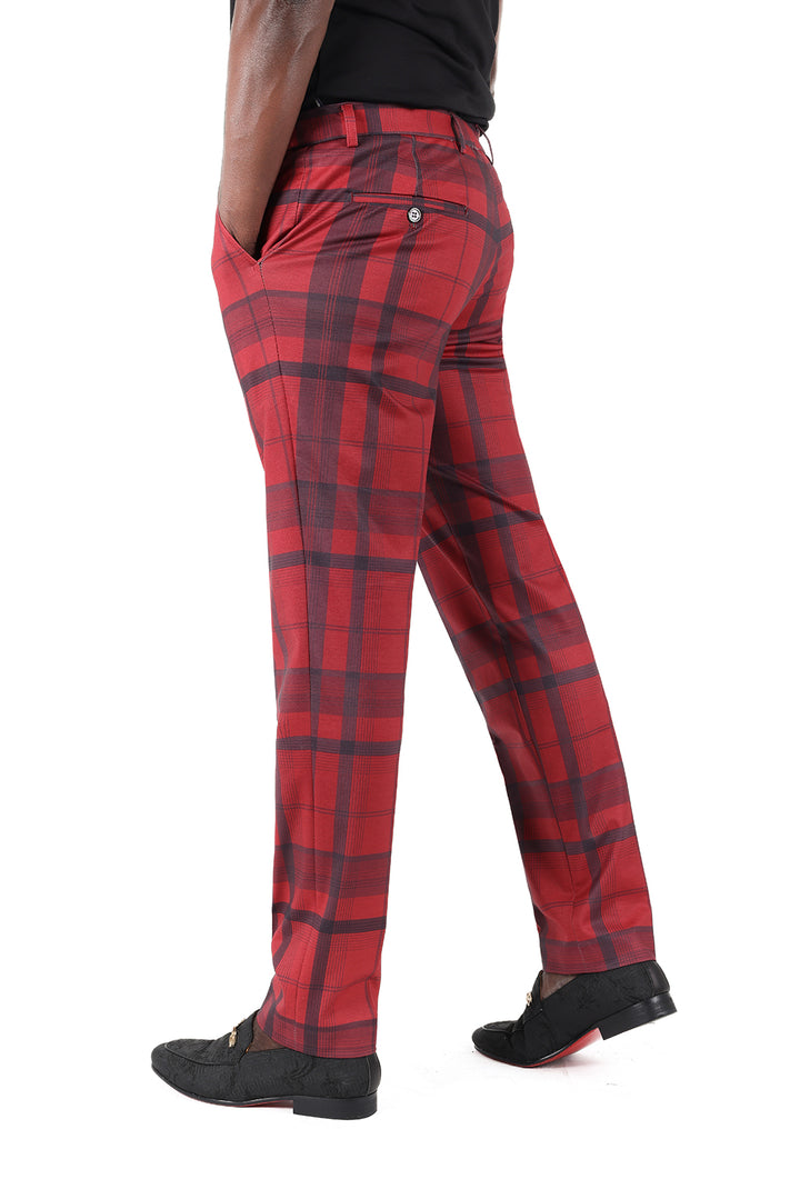 Barabas CP182 BUFFALO PLAID Red Slim Fit Dress Pant