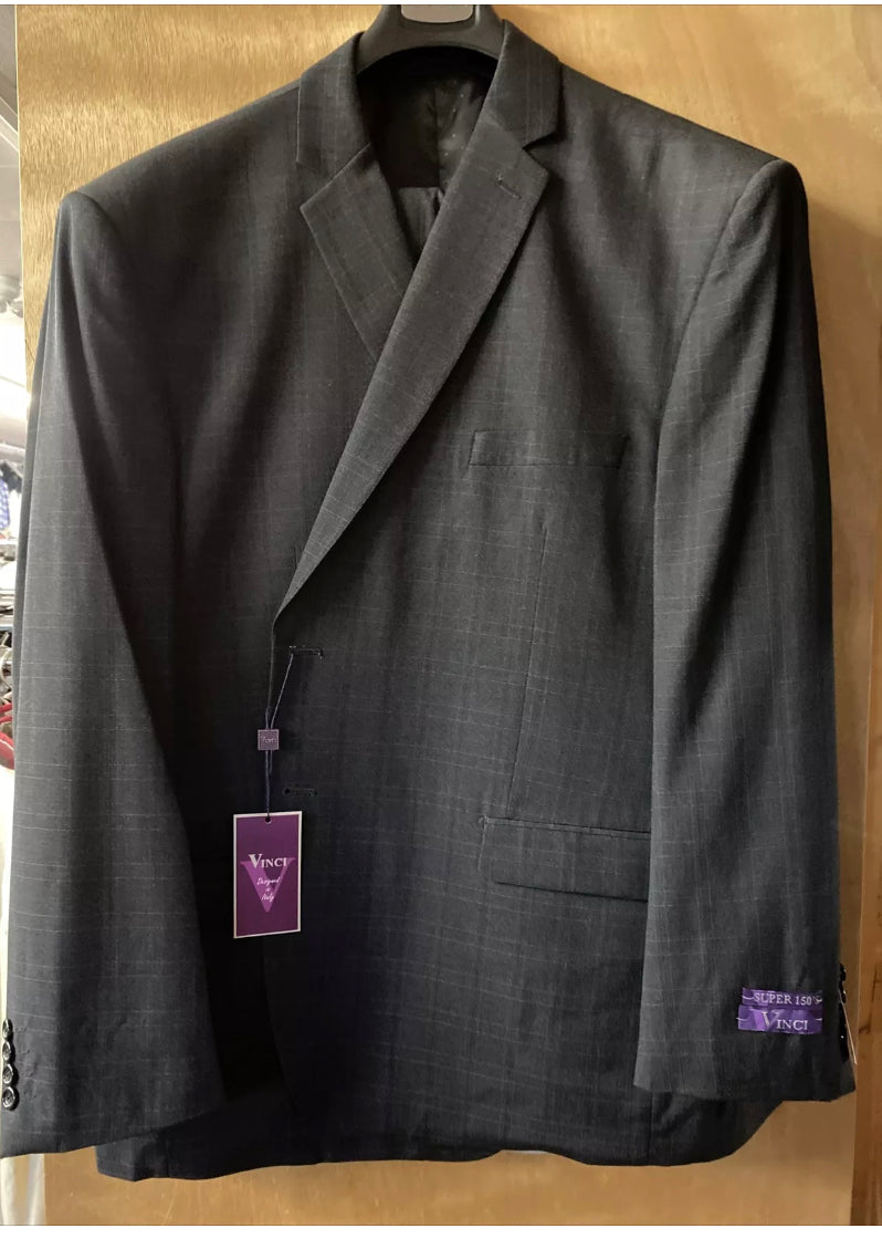 Vinci Black plaid 3-Piece Suit 54R V2RW-15