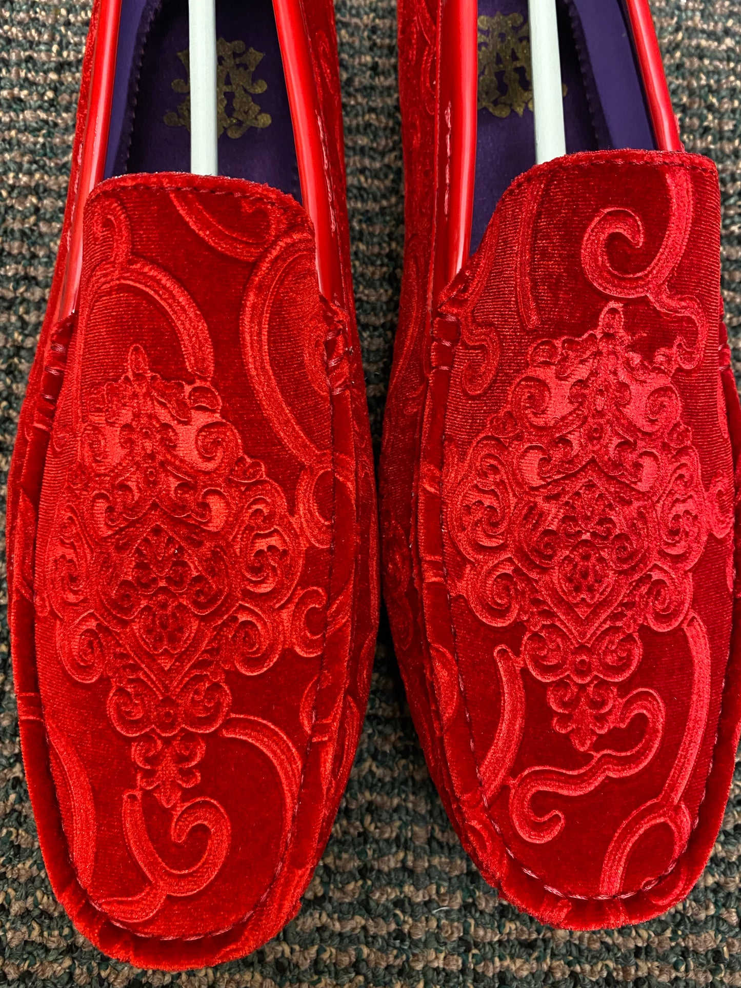 After Midnite Red Paisley Smoking Driver Slip-on Shoes Sizes 8-13 Style Number 6913