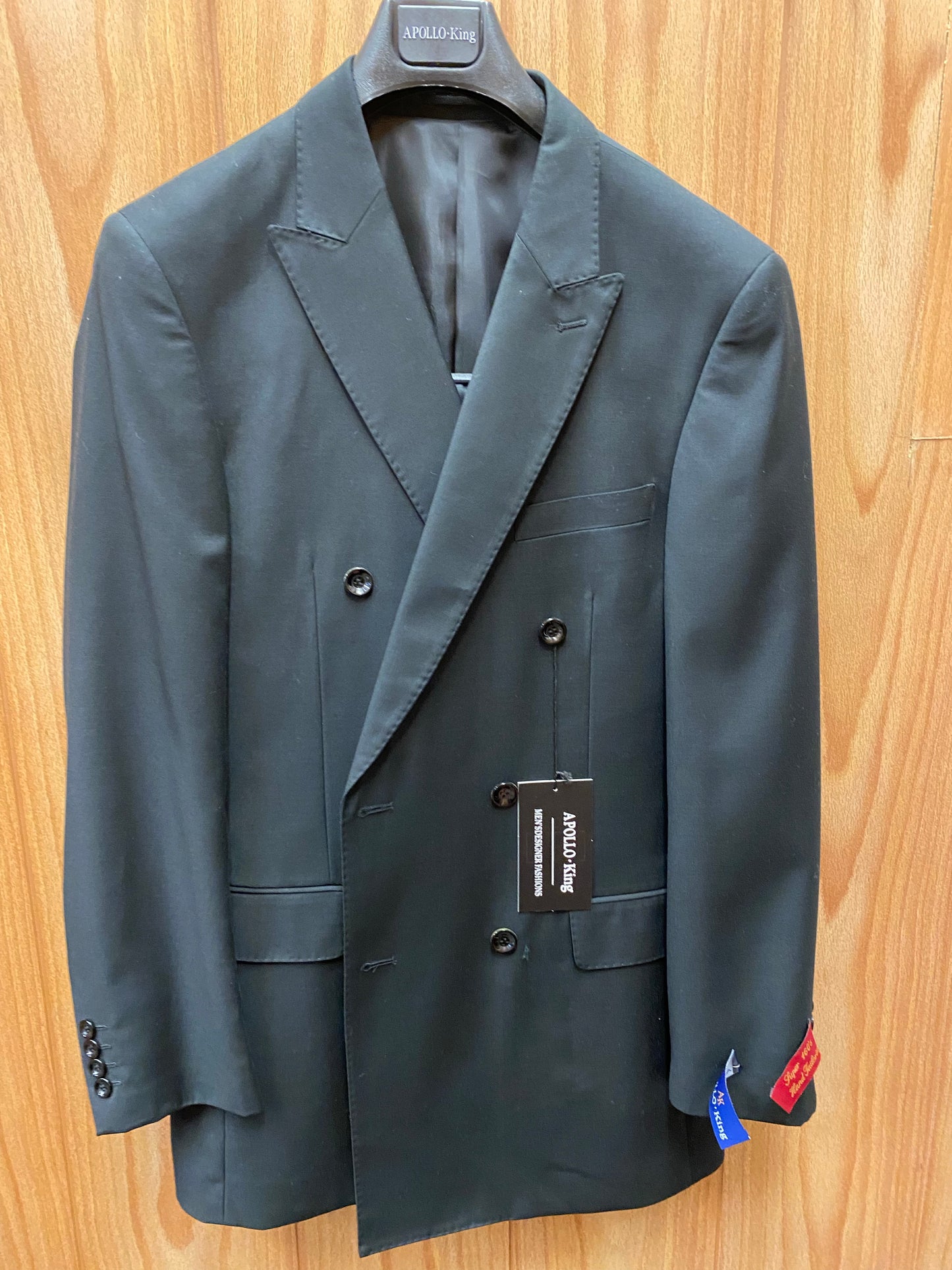 Apollo King Black Double Breasted Suit 40L DM21