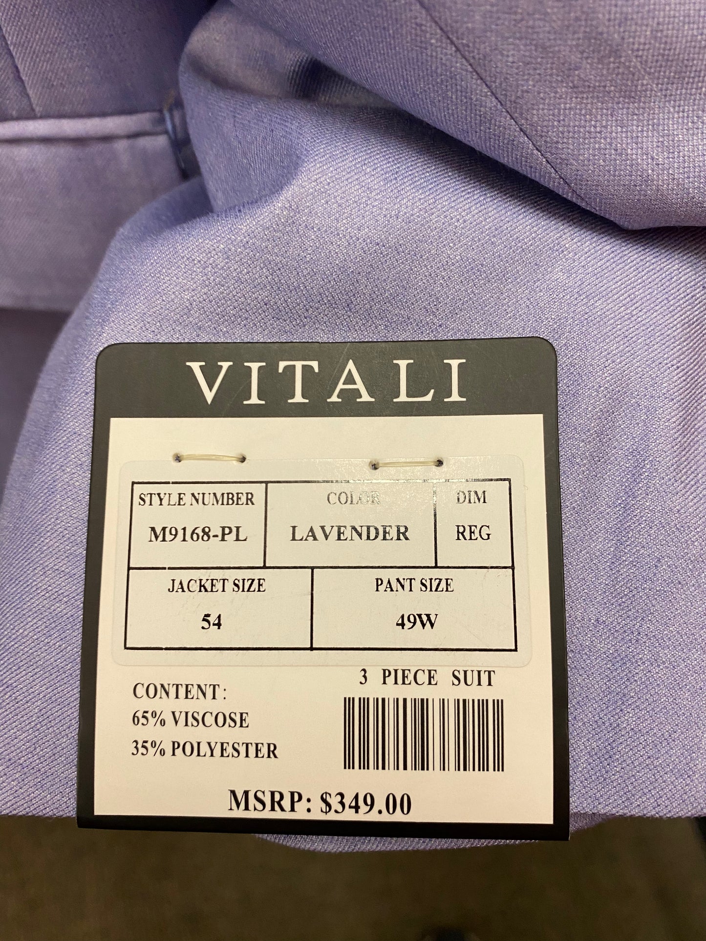 Vitali Lavender 3-Piece Suit 54R