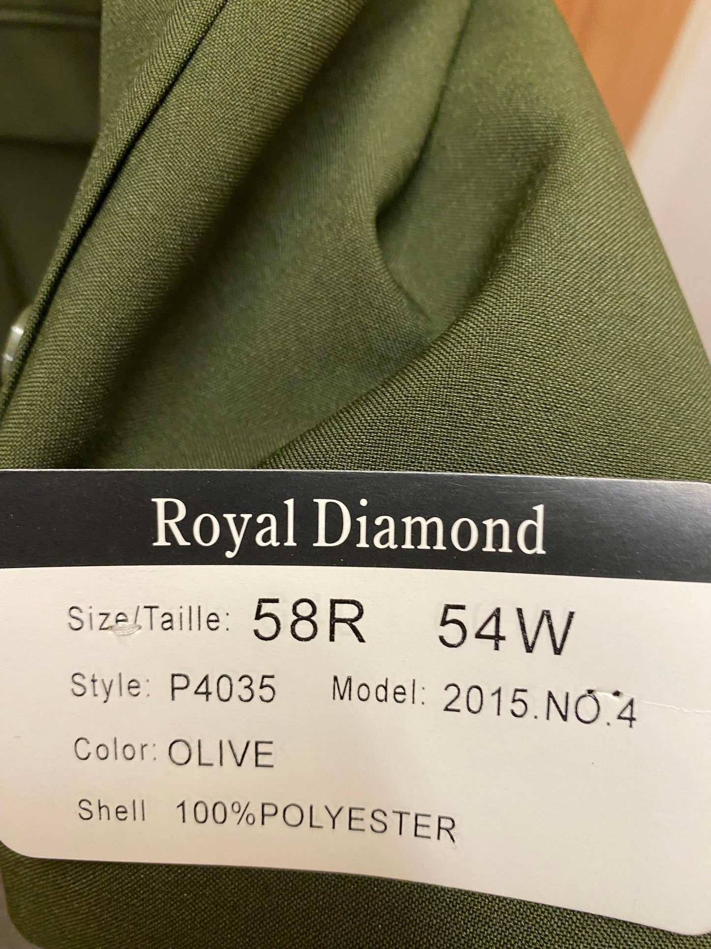 Royal Diamond Olive Green 2-piece suit 58R P4035