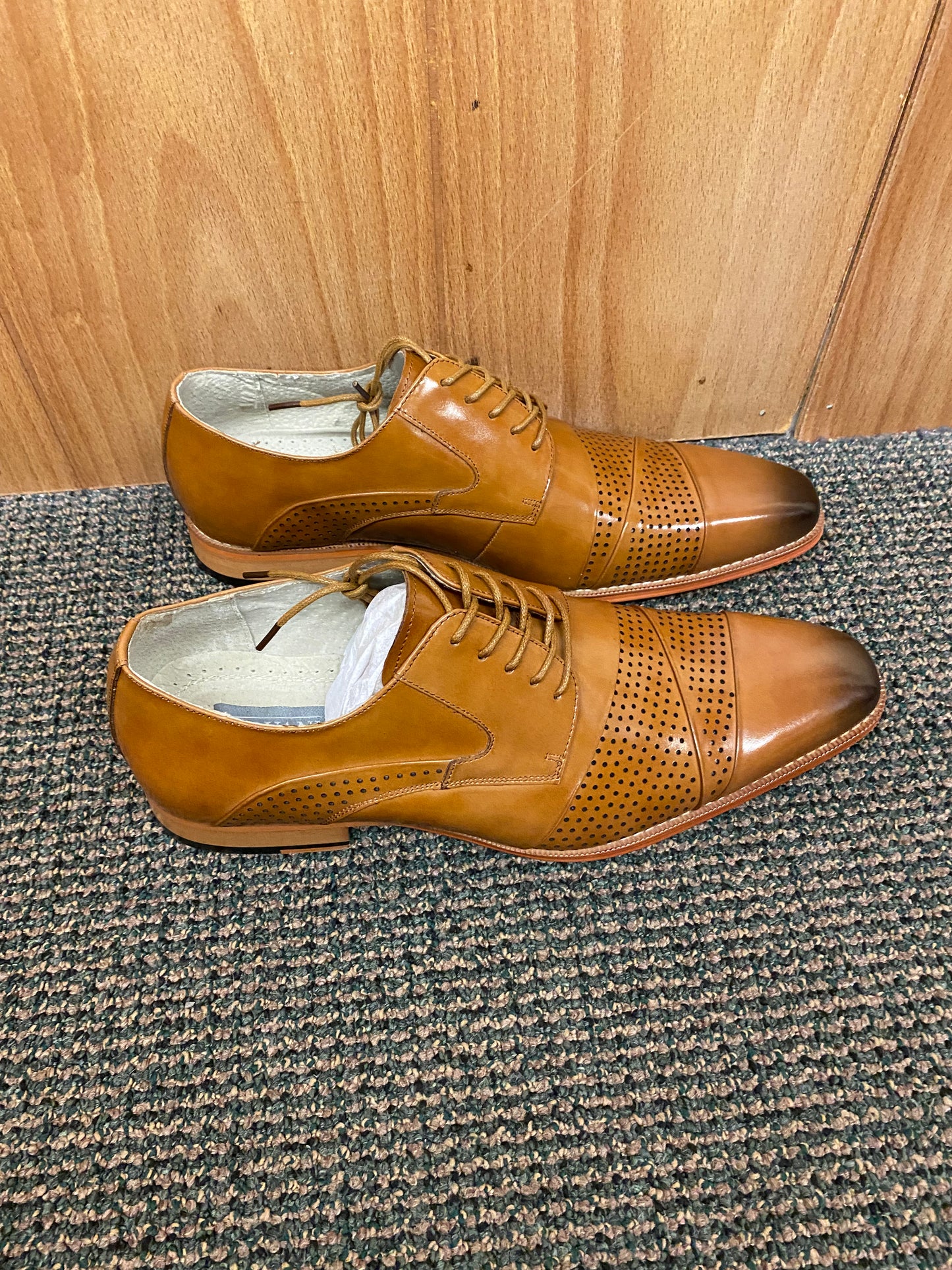 Giovanni Marcello Tan Leather Hand-made Lace-up Dress Shoes