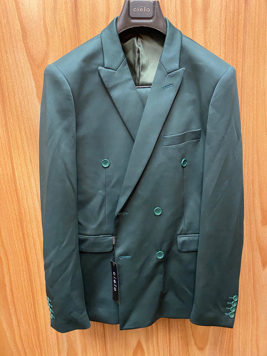 Cielo BP3546 Ultra-slim Stretch Hunter Green Double Breasted Suit