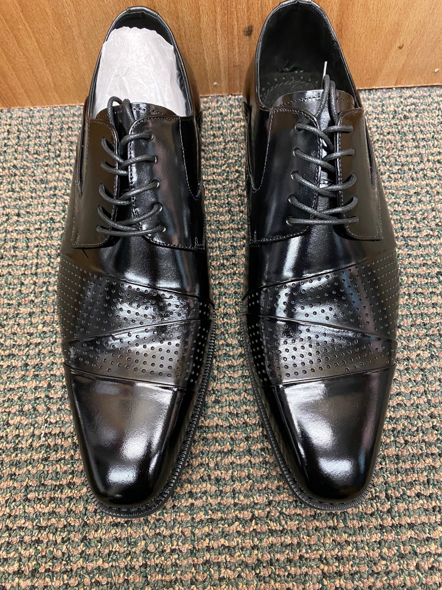 Giovanni Marcello Black Leather Hand-made Lace-up Dress Shoes