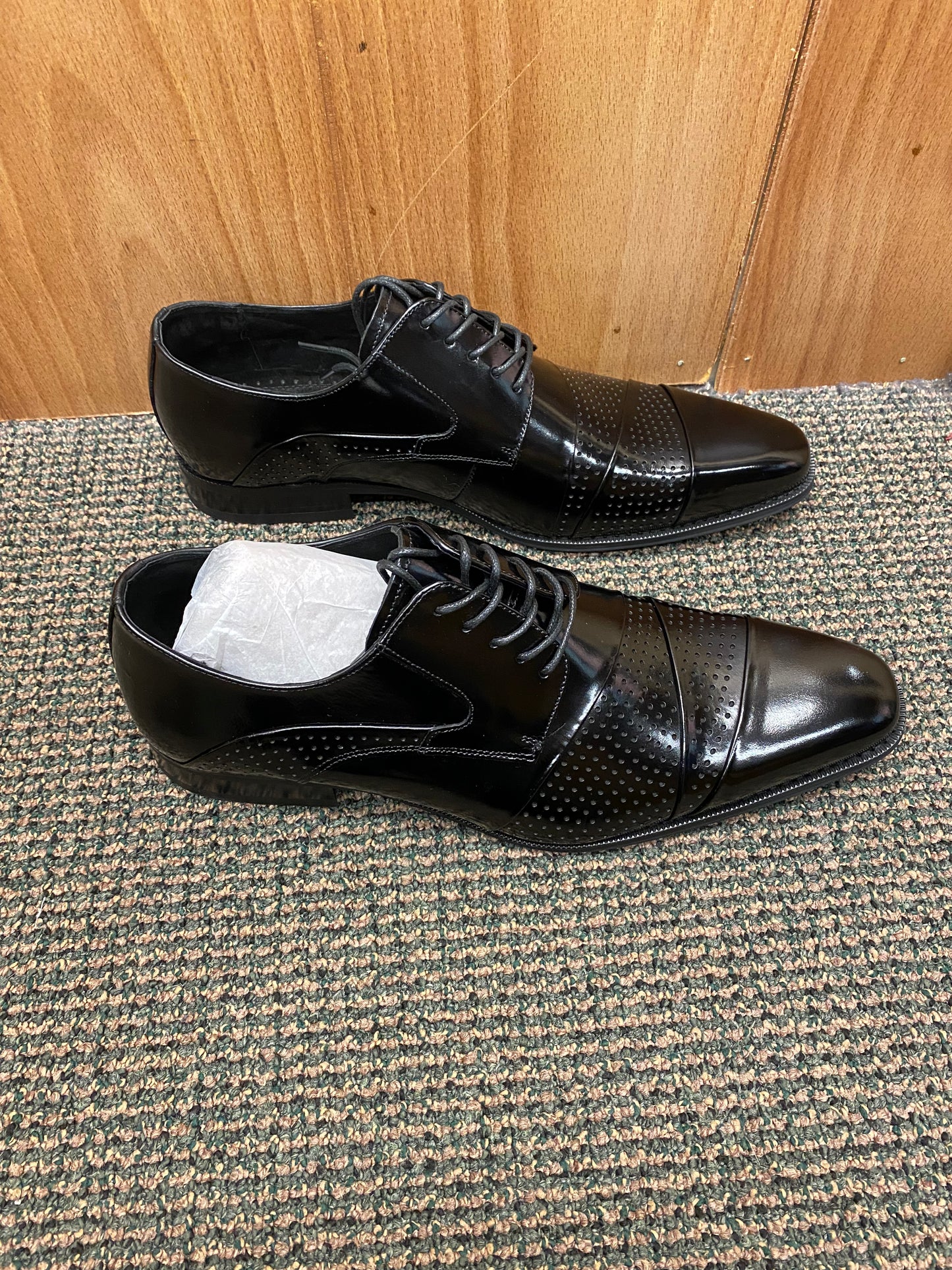 Giovanni Marcello Black Leather Hand-made Lace-up Dress Shoes