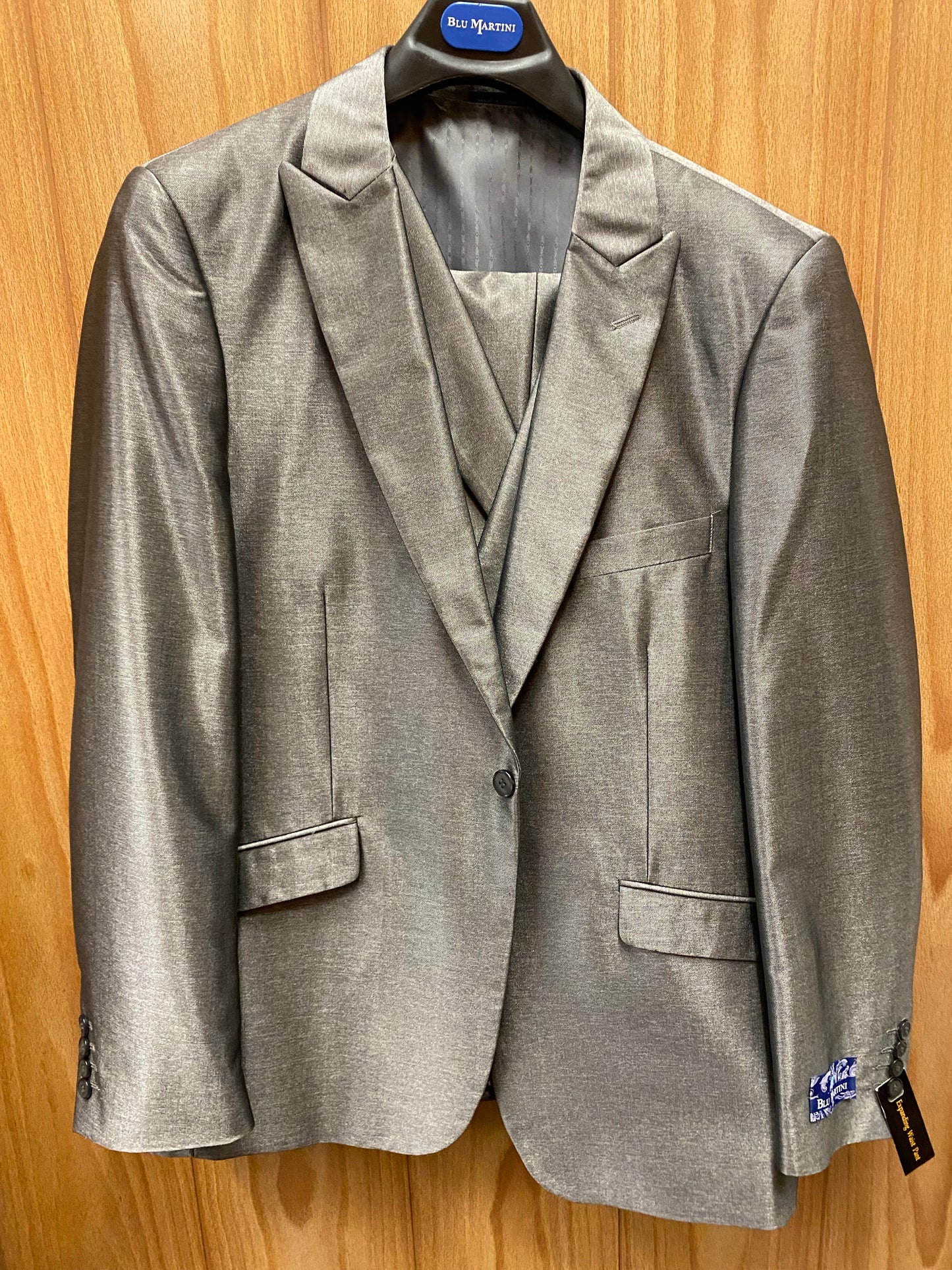 Blu Martini Grey/silver 3-Piece Suit 44L