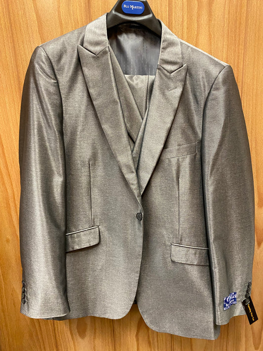 Blu Martini Grey/silver 3-Piece Suit 44L