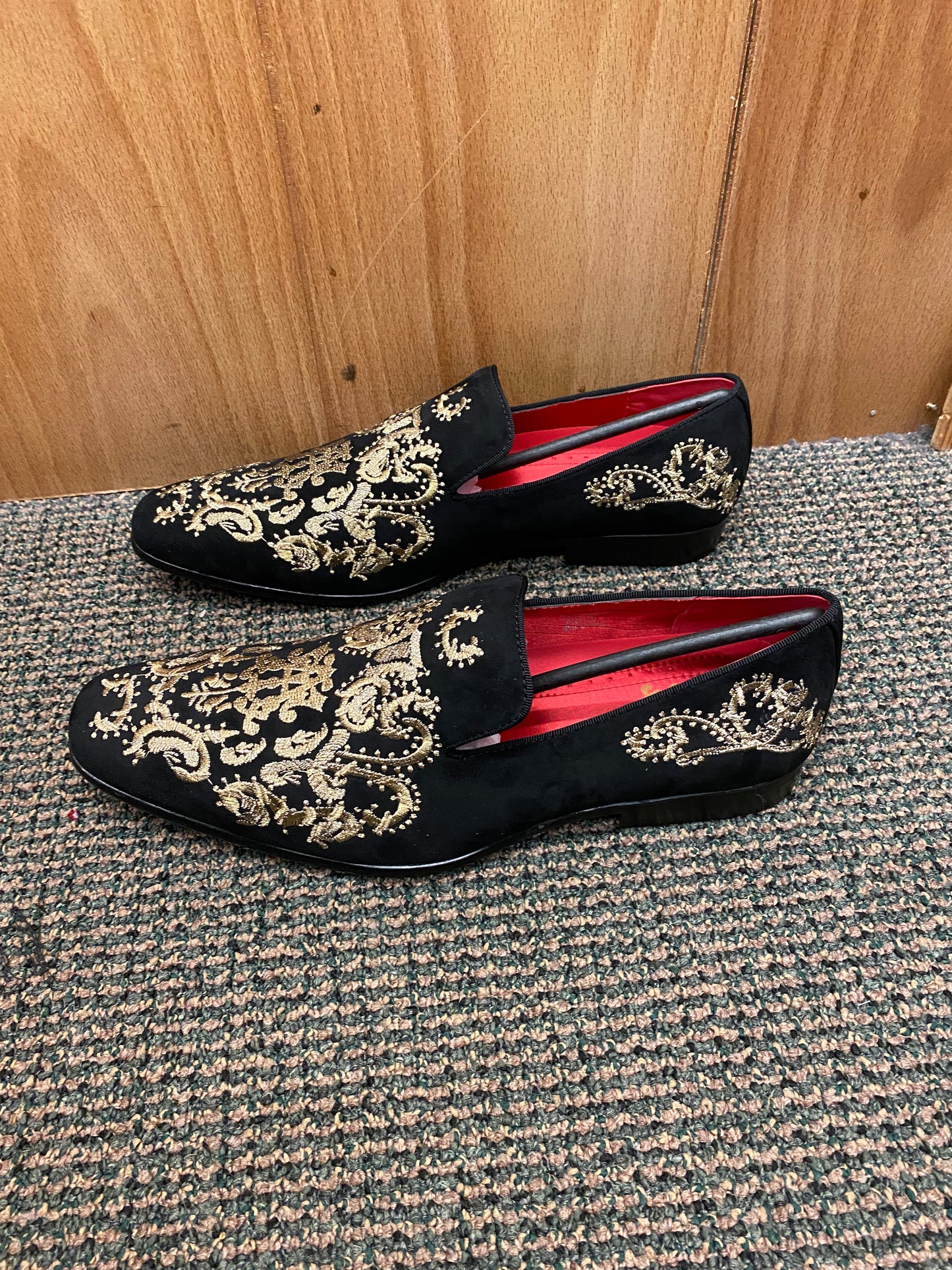 After Midnight Black/Gold Smoking Slip-on Red Bottom Men’s Dress/Prom Shoes Style 6974