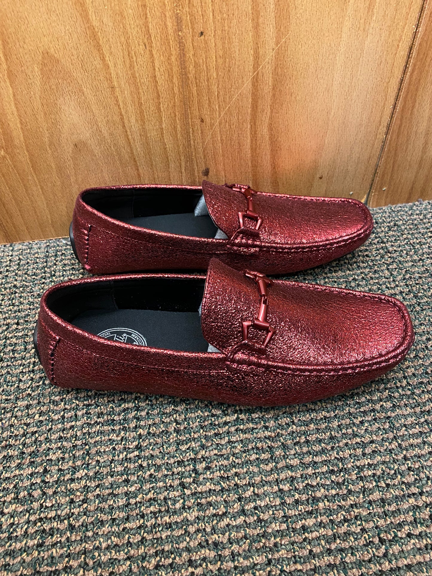 Amali Crackle Burgundy Smoking  Slip-on Men’s Dress/Prom Driver Moccasin Shoe