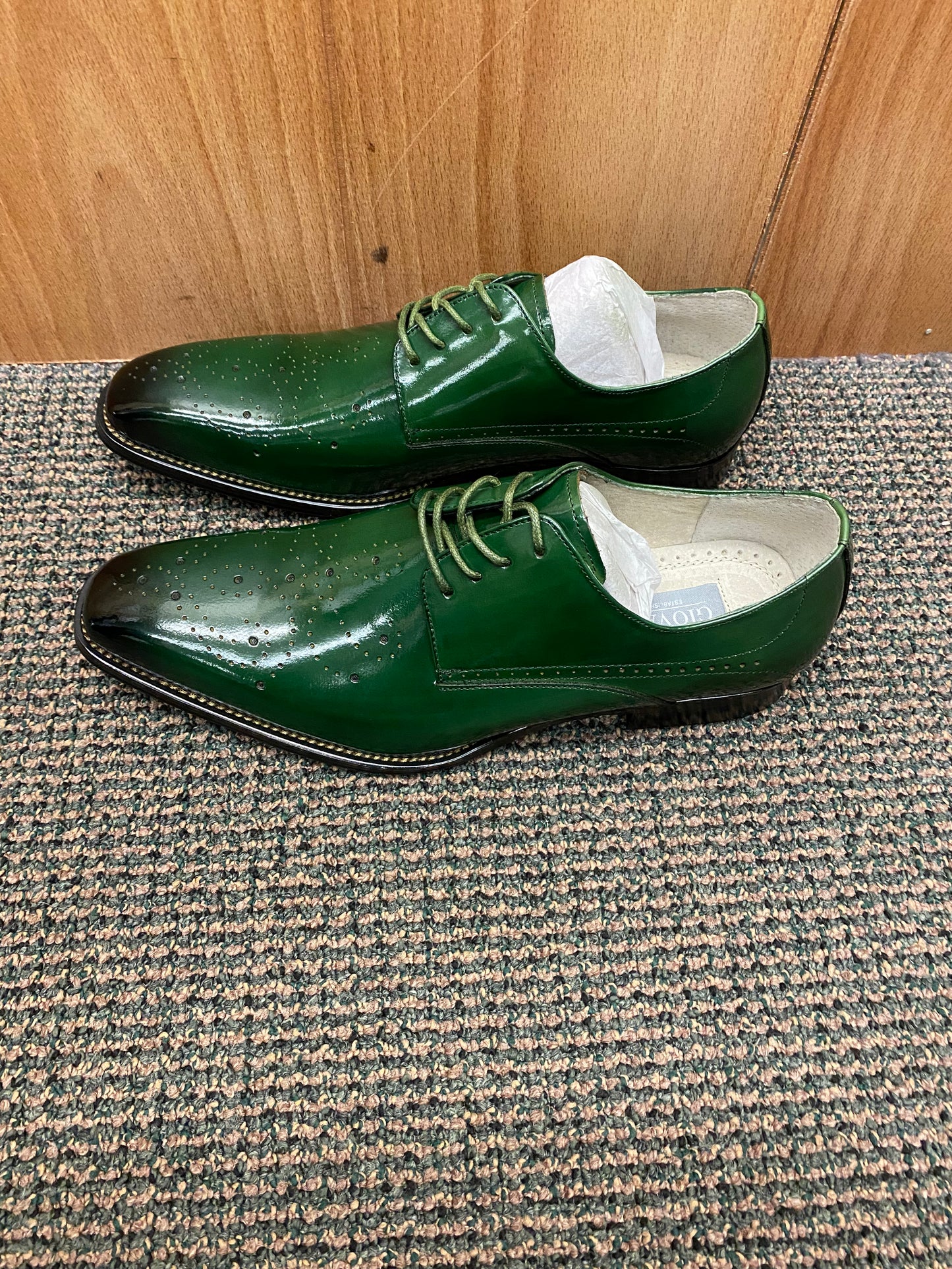 Giovanni Joel Green Leather Hand-made Lace-up Dress Shoes