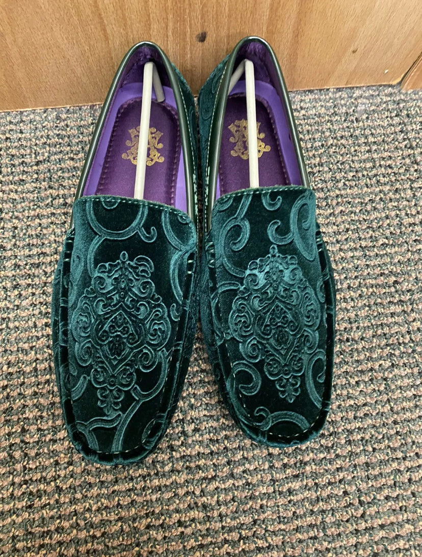 After Midnite Green Paisley Slip-on Men's Dress/Prom Shoes Sizes 7-13 Style 6913