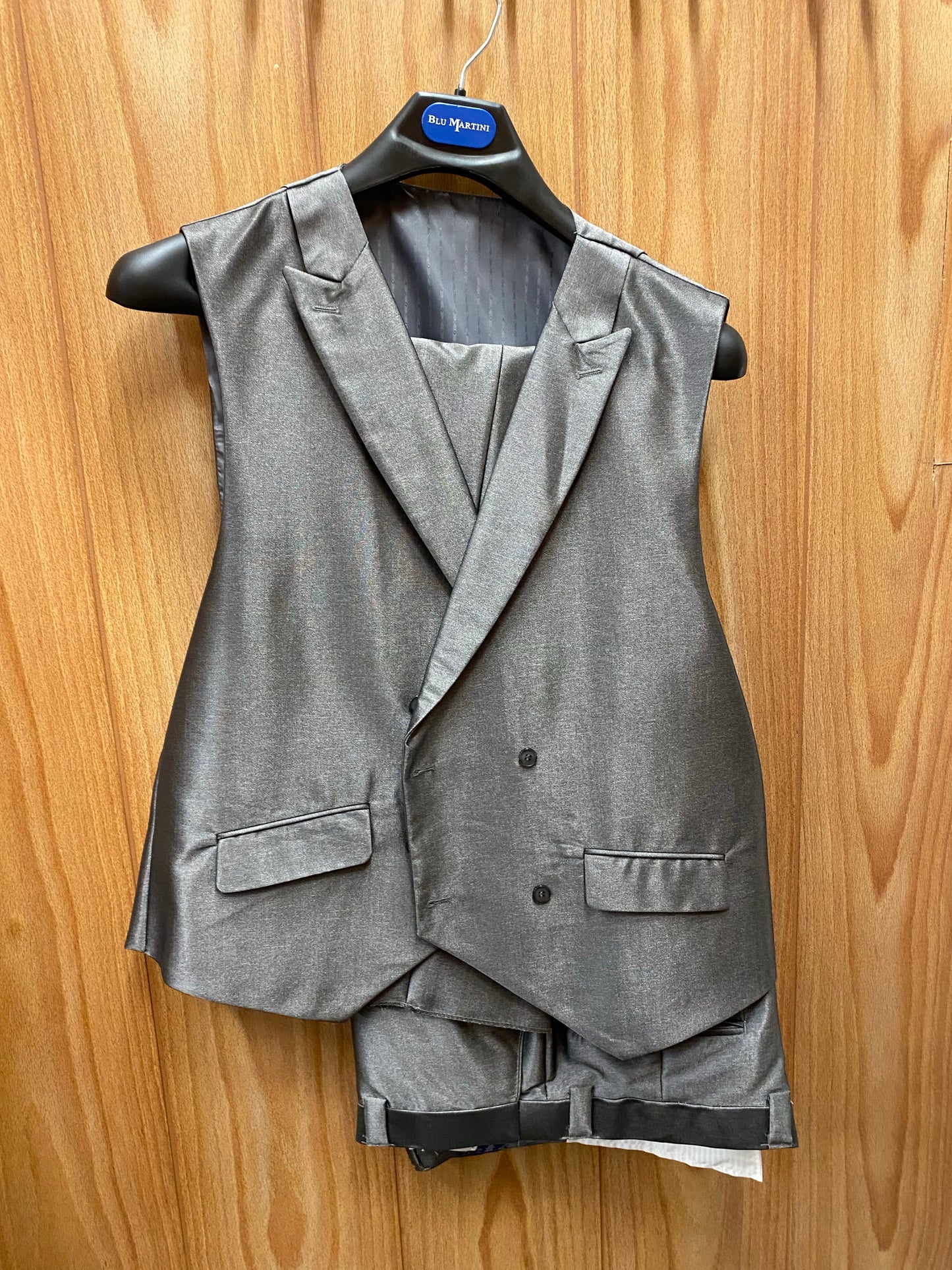 Blu Martini Grey/silver 3-Piece Suit 44L