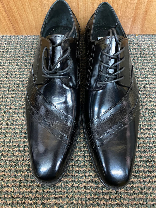 Giovanni Miles Black Leather Hand-made Lace-up Dress Shoes