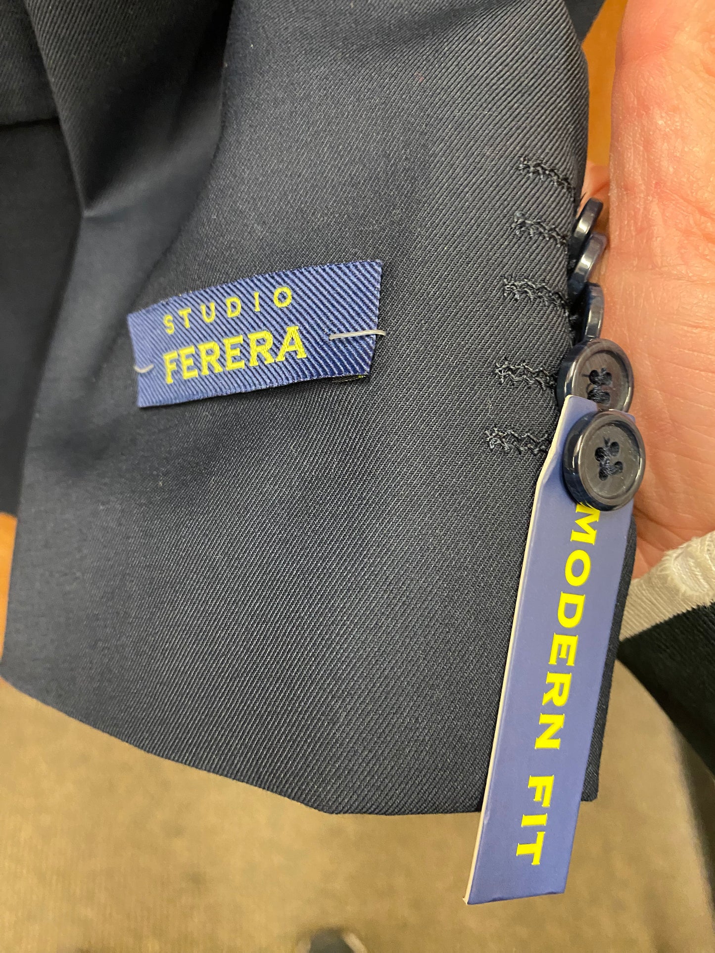 Studio Ferera Modern Fit Navy 3-Piece Suit 46S