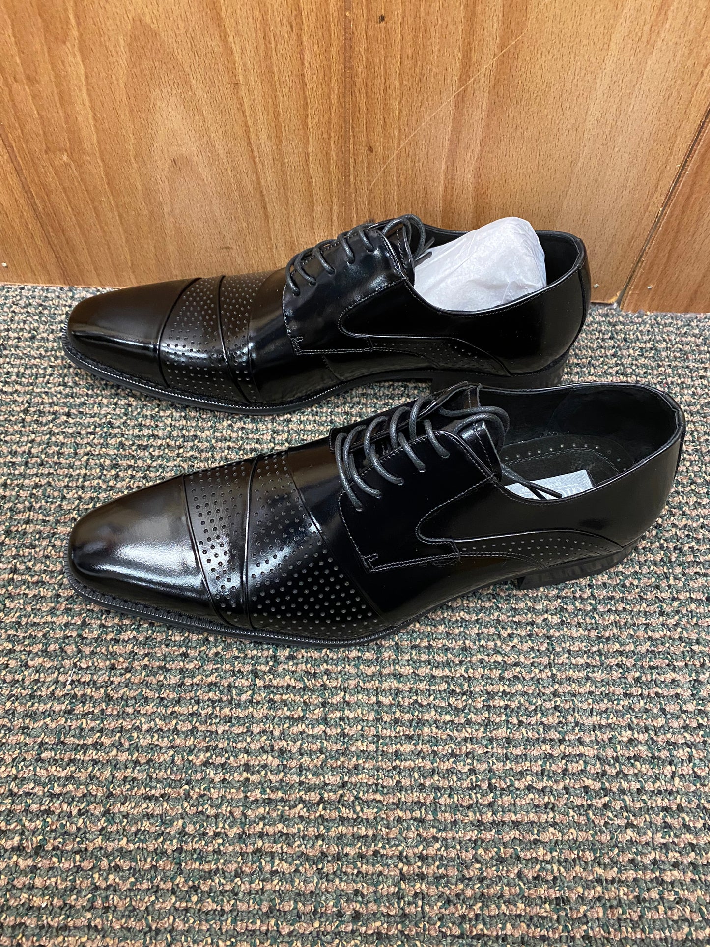 Giovanni Marcello Black Leather Hand-made Lace-up Dress Shoes