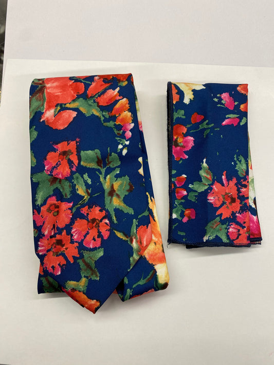 Di Maro Elegante Multicolored floral print Tie and Hankie Combo