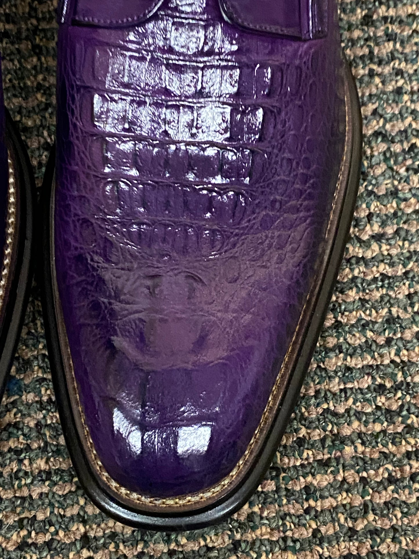 Giovanni Mason Purple Croc-print Leather Hand Made Oxford Men's Dress Shoes