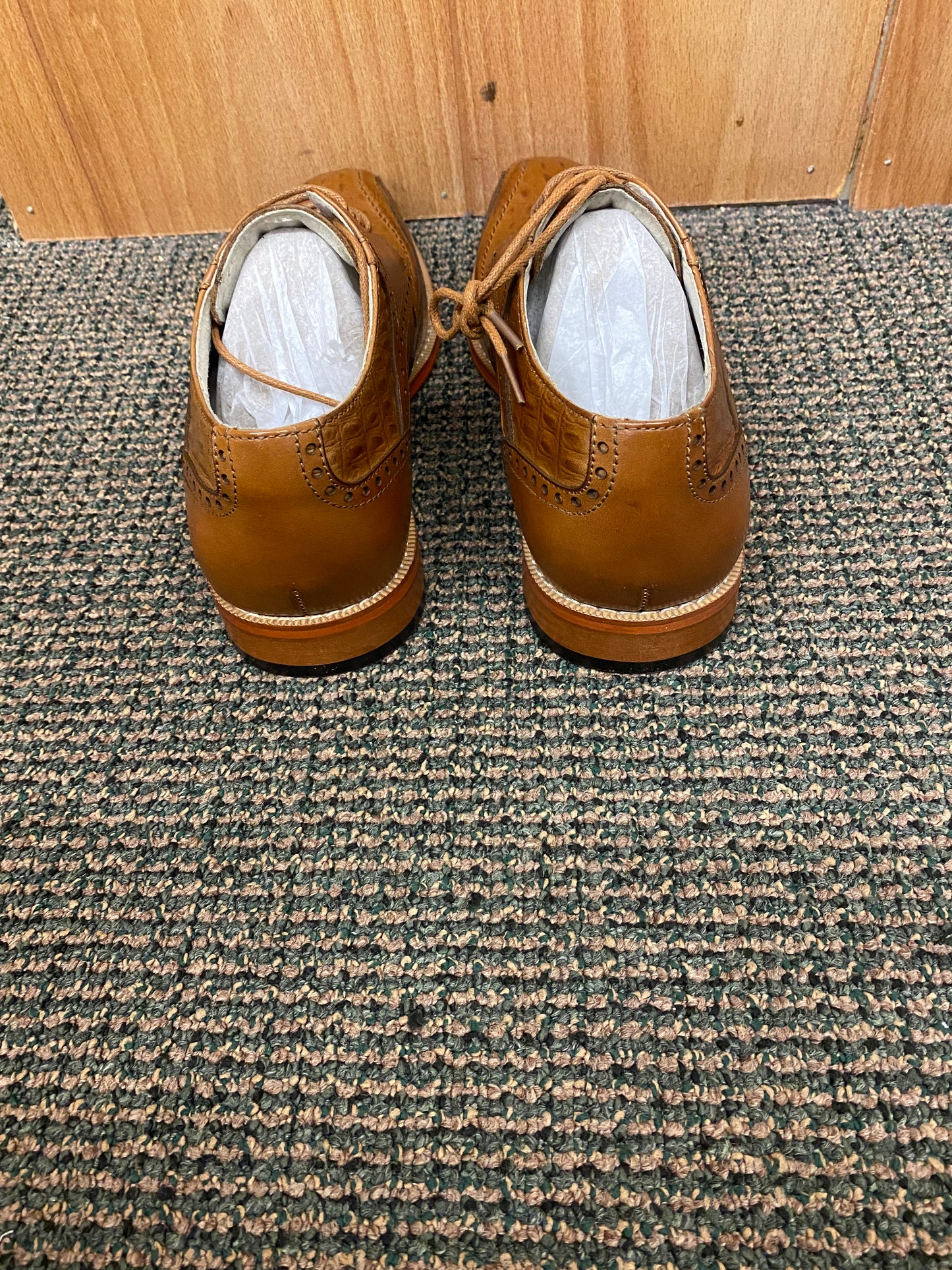 Giovanni Milford Tan Croc-print Leather Hand Made Oxford Men's Dress Shoes