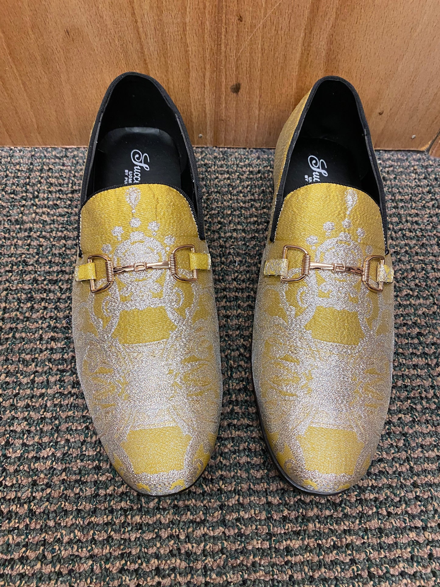 Successos Gold Slip-on Men’s Red Bottom Dress Shoes Sizes 7-15 Style SH3587