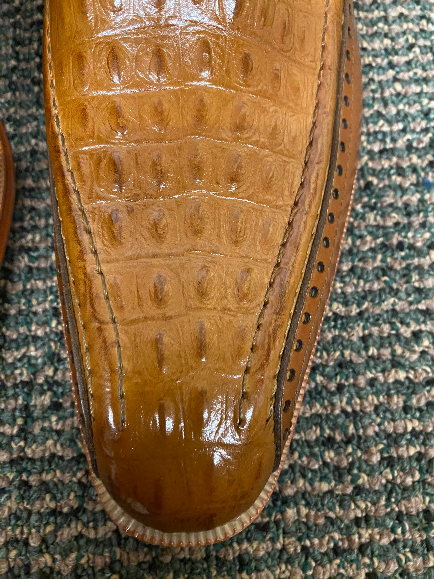 Giovanni Milford Tan Croc-print Leather Hand Made Oxford Men's Dress Shoes