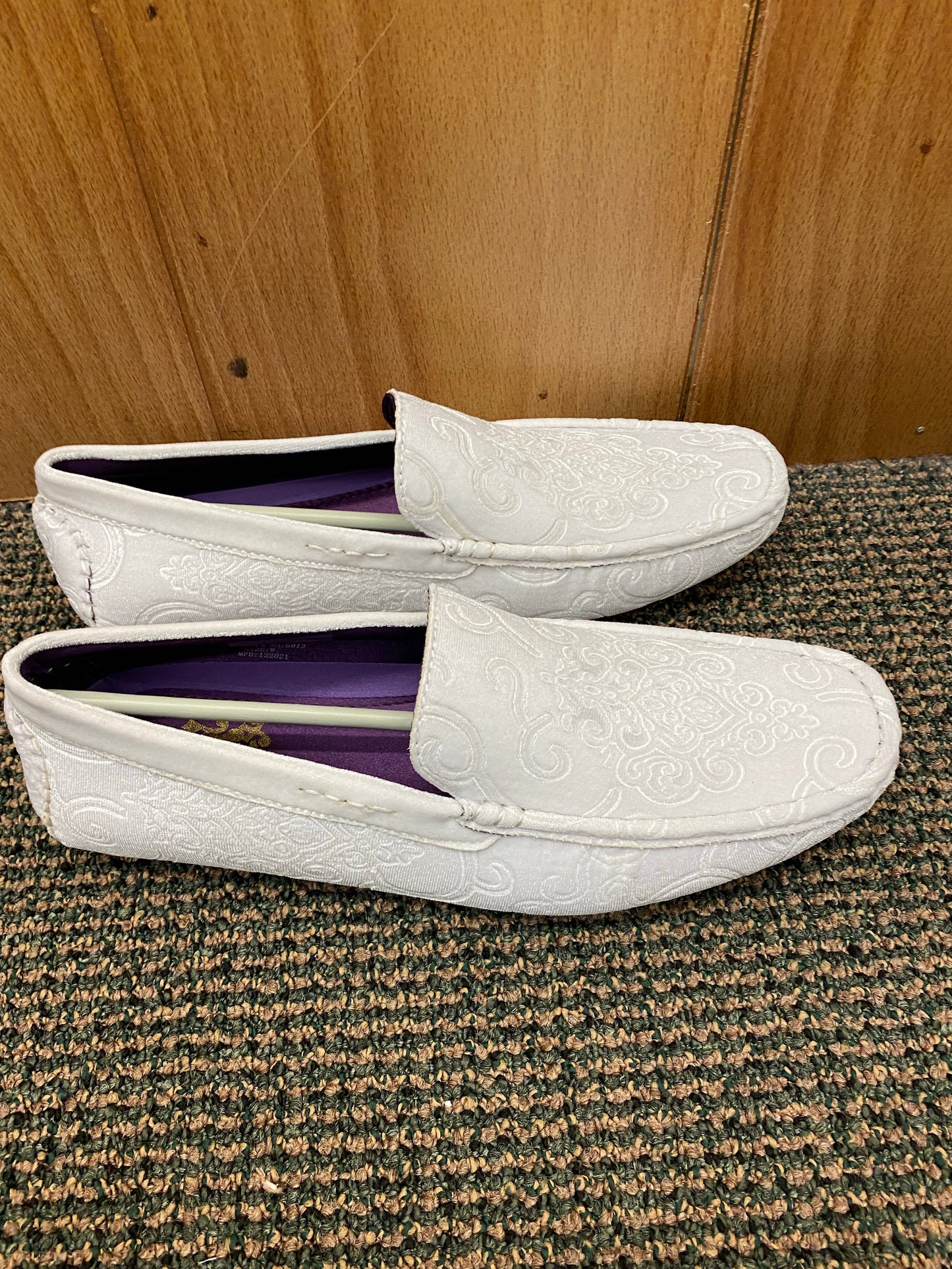 After Midnite White Paisley Smoking Driver Slip-on Shoes Sizes 8-13 Style Number 6913