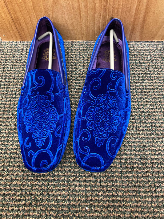 After Midnite Royal Blue Paisley Slip-on Men's Dress/Driver Shoes Sizes 7-13 Style 6913