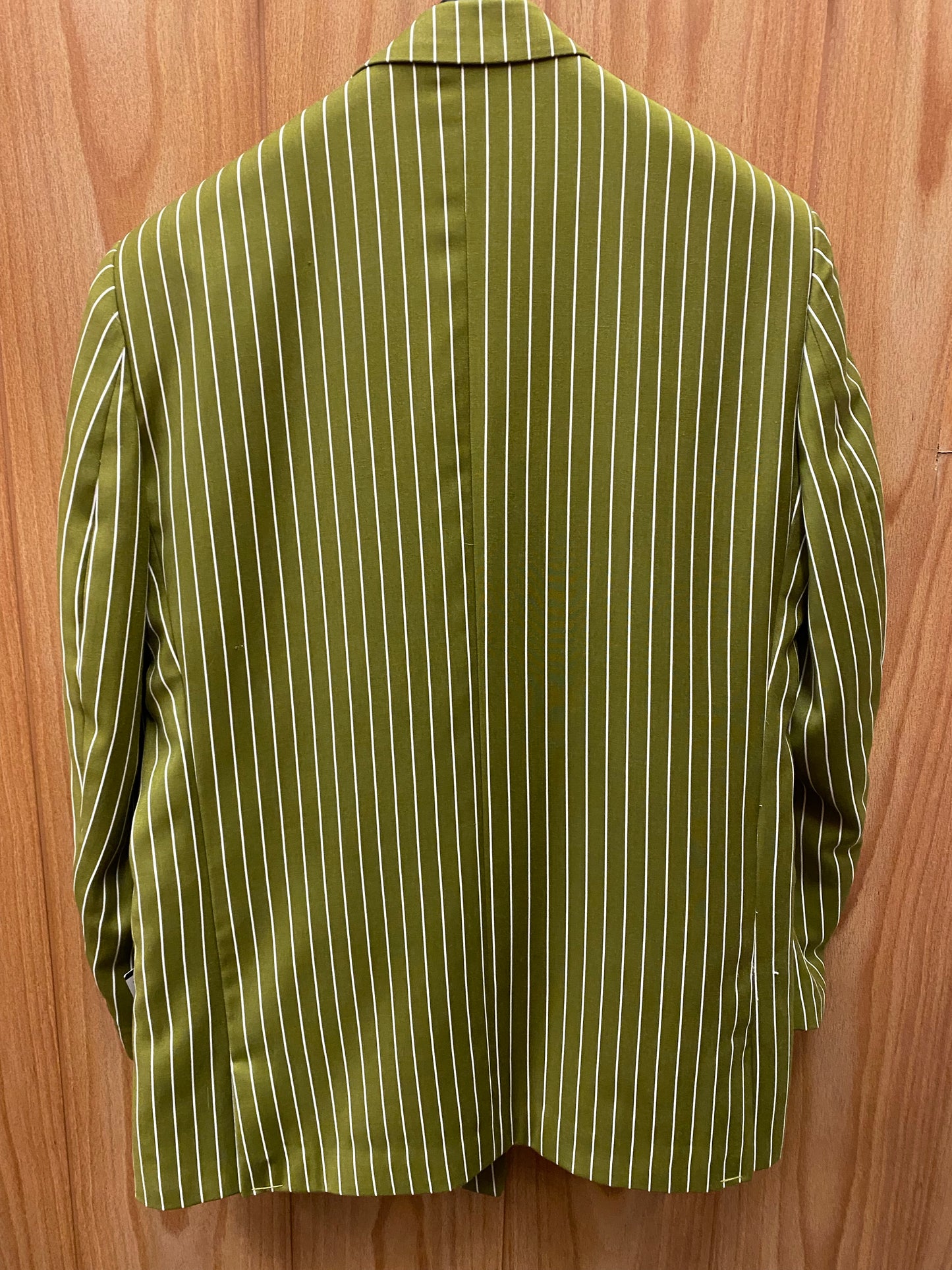 EJ Samuel Olive/White Pinstripe Double Breasted Blazer 44R