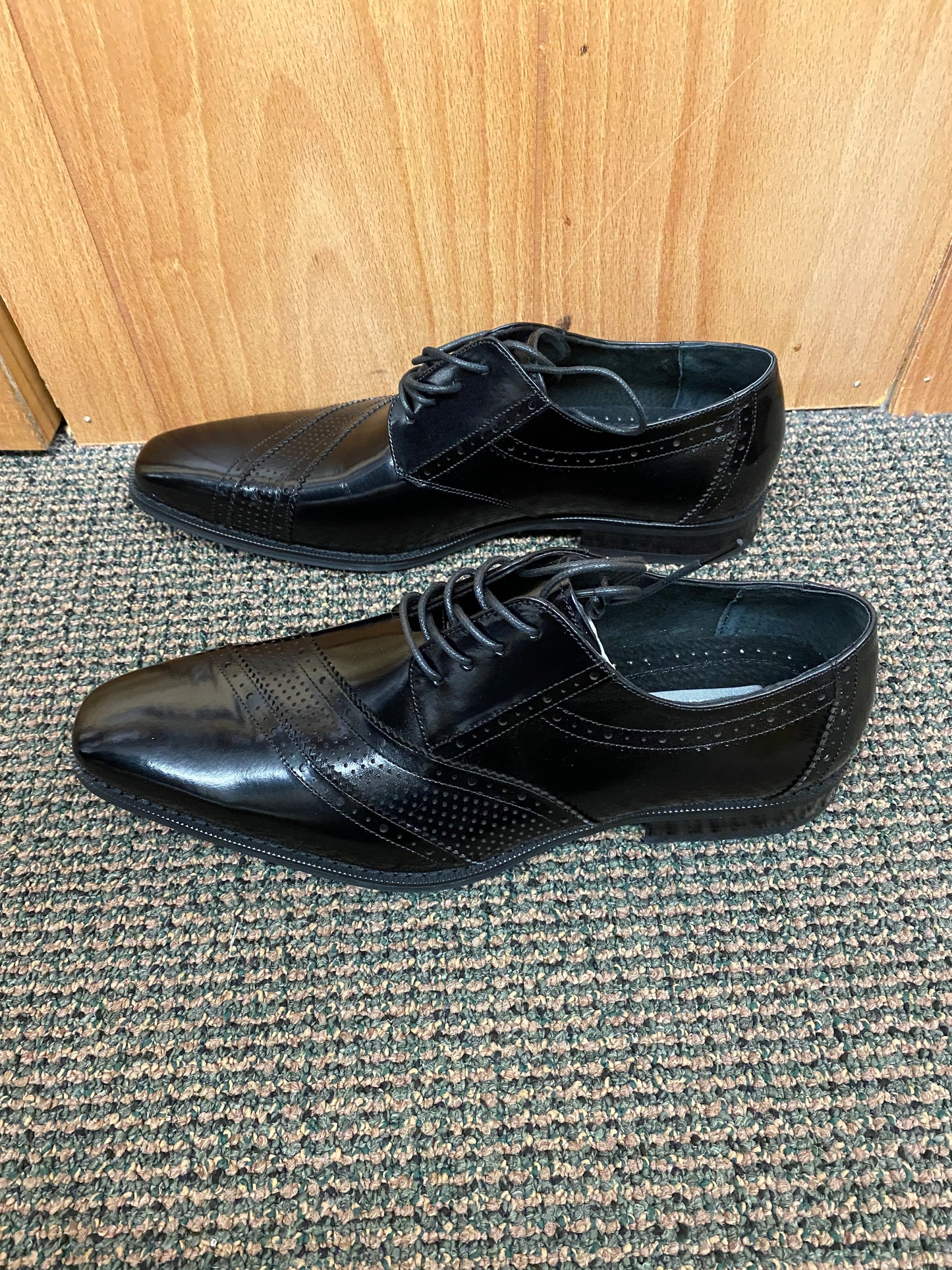 Giovanni Miles Black Leather Hand-made Lace-up Dress Shoes