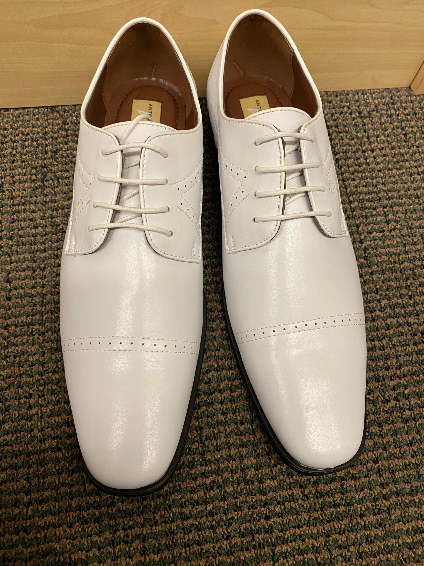 Antonio Cerrelli 7000W white Wide Width Men’s Lace Up Dress Shoes Sizes: 11W-18W