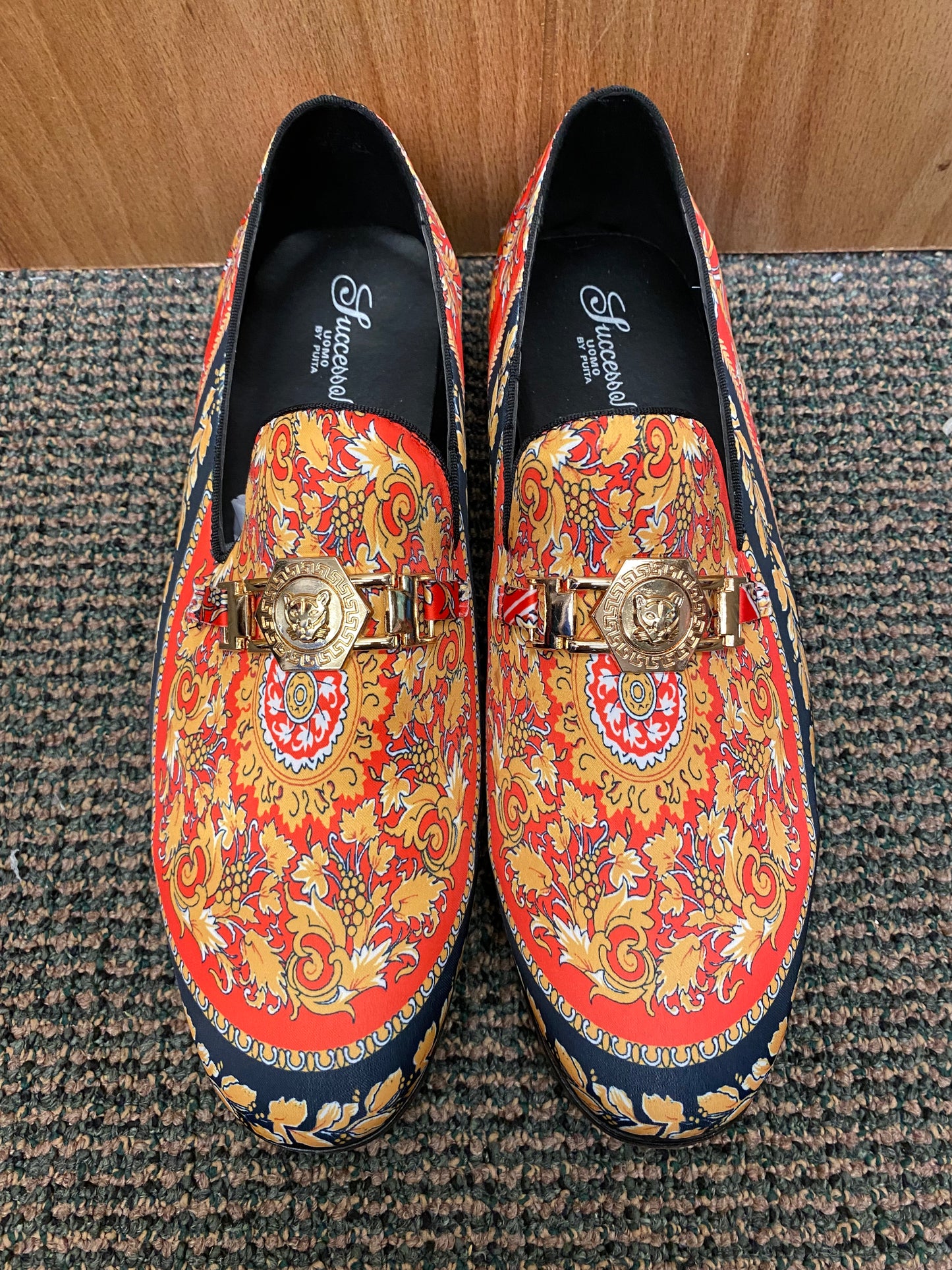 Successos Red Versace Print Men’s Dress Shoes Sizes 7-15